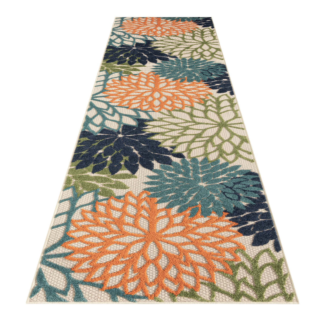 Bohemian Outdoor/Indoor Floral Green Runner