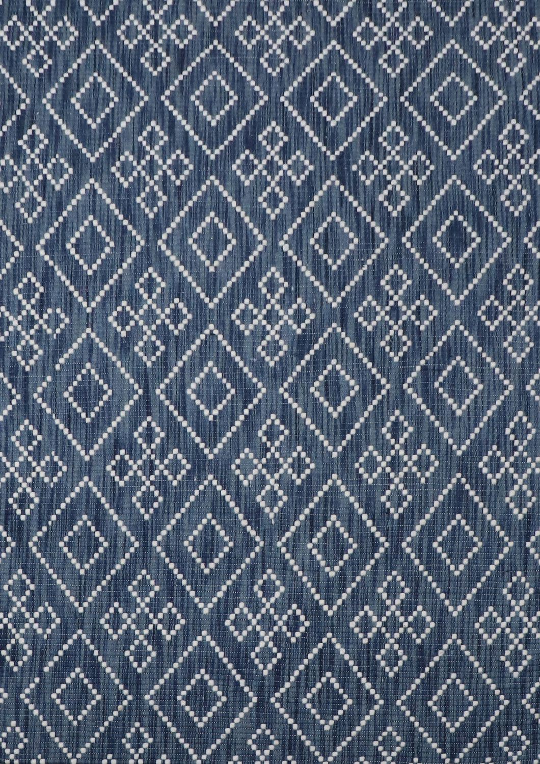 Geometric Textured Hand-Woven Wool Blue Rug