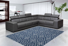 Load image into Gallery viewer, Geometric Textured Hand-Woven Wool Blue Rug
