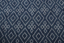 Load image into Gallery viewer, Geometric Textured Hand-Woven Wool Blue Rug
