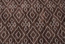 Load image into Gallery viewer, Geometric Textured Hand-Woven Wool Chocolate Rug
