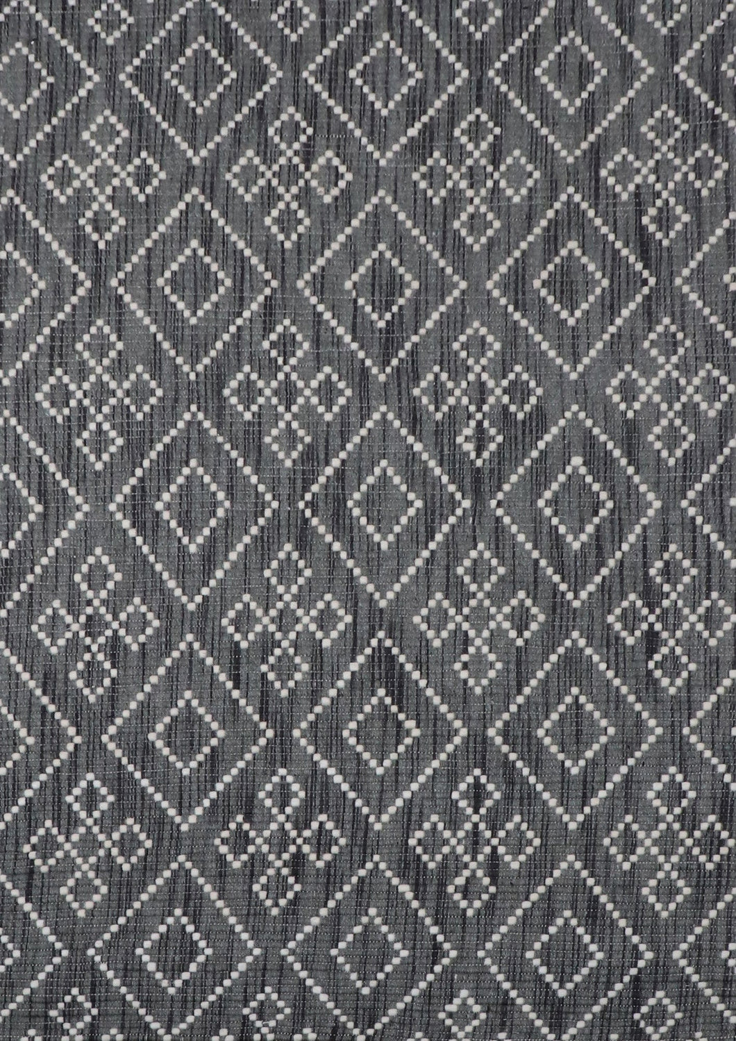 Geometric Textured Hand-Woven Wool Grey Rug
