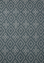 Load image into Gallery viewer, Geometric Textured Hand-Woven Wool Teal Rug
