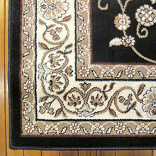 Load image into Gallery viewer, Golden Boarder Traditional Design Black Rug
