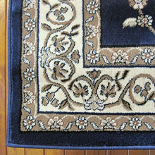 Load image into Gallery viewer, Golden Boarder Traditional Design Dark Blue Rug
