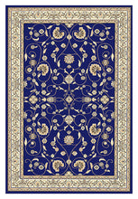 Load image into Gallery viewer, Golden Boarder Traditional Design Dark Blue Rug
