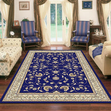 Load image into Gallery viewer, Golden Boarder Traditional Design Dark Blue Rug
