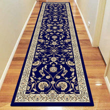 Load image into Gallery viewer, Golden Boarder Traditional Design Dark Blue Runner
