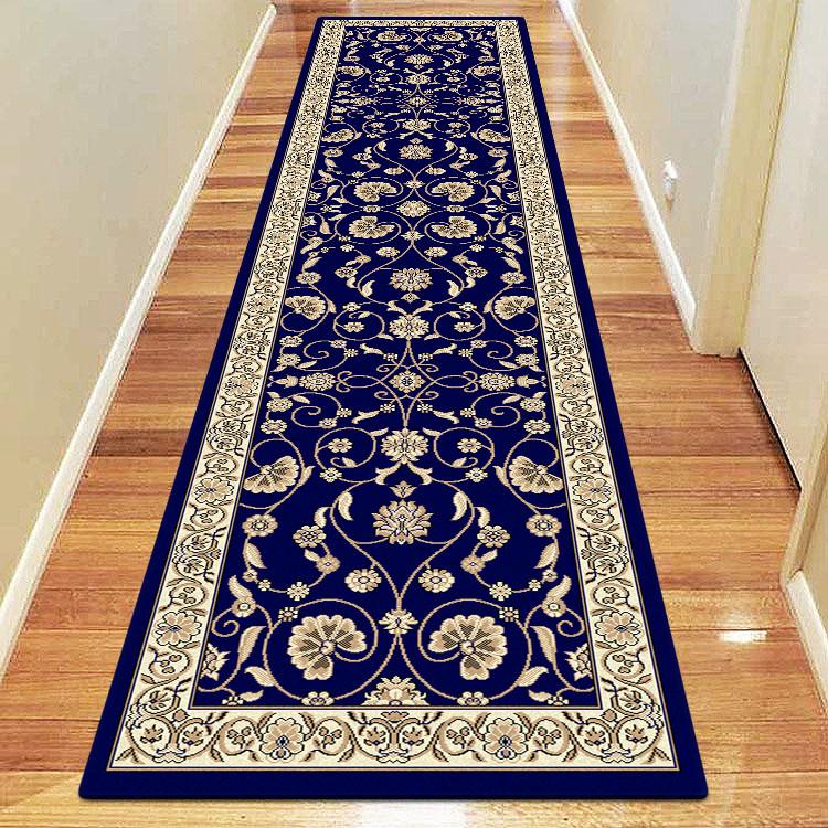 Golden Boarder Traditional Design Dark Blue Runner