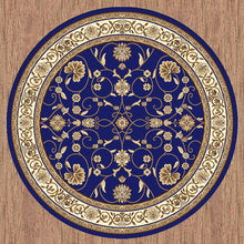 Load image into Gallery viewer, Golden Boarder Traditional Design Dark Blue Round
