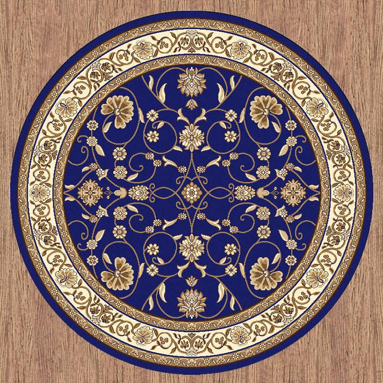 Golden Boarder Traditional Design Dark Blue Round