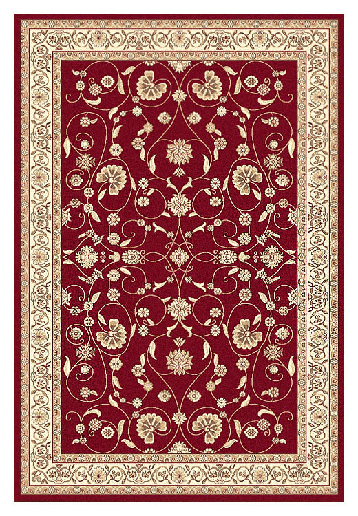 Golden Boarder Traditional Design Red Rug