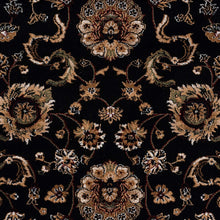 Load image into Gallery viewer, Golden Boarder Traditional Flower Design Black Runner
