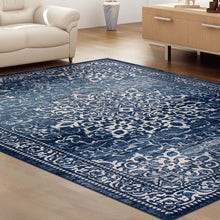 Load image into Gallery viewer, Traditional Faded Stone Navy Rug
