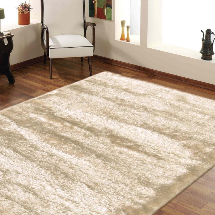 Casual Plain Design Shaggy Beige Rug