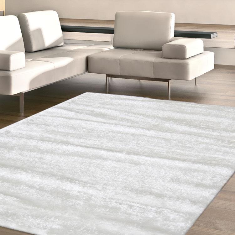 Casuals Plain Design Shaggy White Rug