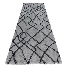 Load image into Gallery viewer, Moroccan Plushy Diamond Grey Runner
