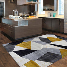 Load image into Gallery viewer, Geometric Design Triangular Gold Rug
