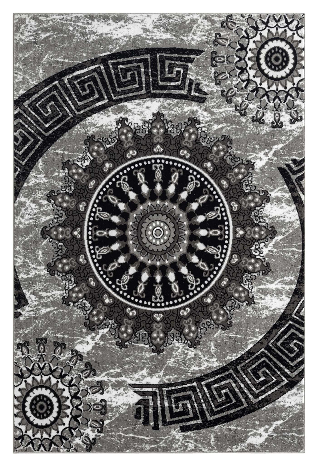 Versace Round Design Grey Rug