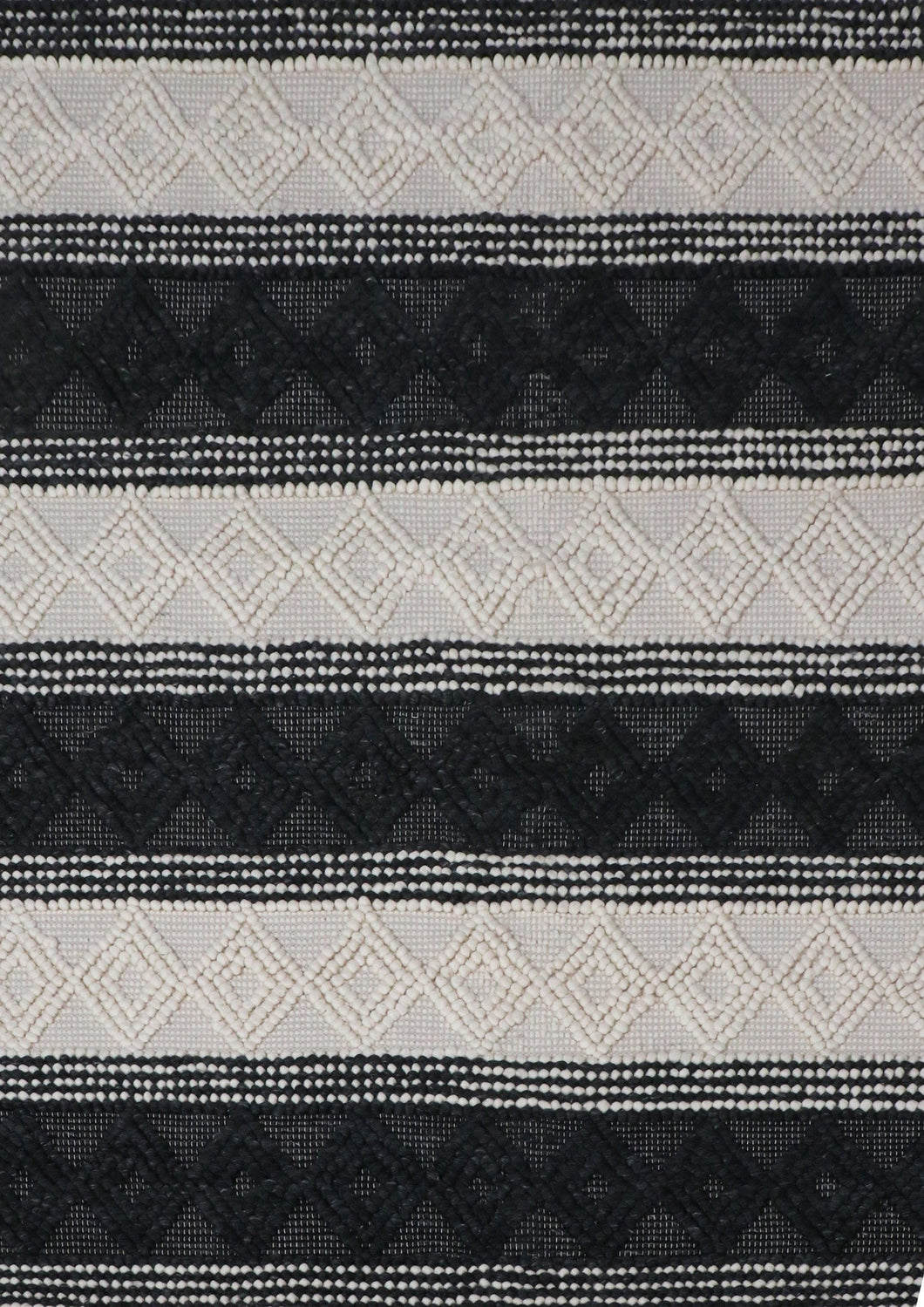 Tribal Knit Hand-Woven Wool Black Rug