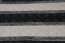 Load image into Gallery viewer, Tribal Knit Hand-Woven Wool Black Rug
