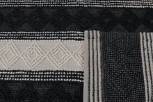 Load image into Gallery viewer, Tribal Knit Hand-Woven Wool Black Rug
