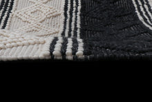 Load image into Gallery viewer, Tribal Knit Hand-Woven Wool Black Rug
