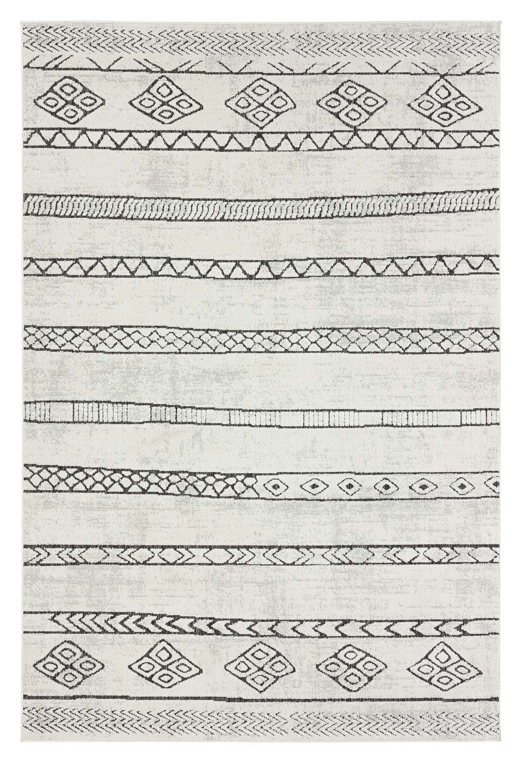 Outdoor Moroccan Striped Light Grey Rug