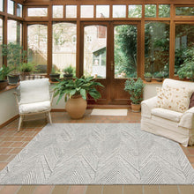 Load image into Gallery viewer, Outdoor Solid ZigZag Design Blue Rug
