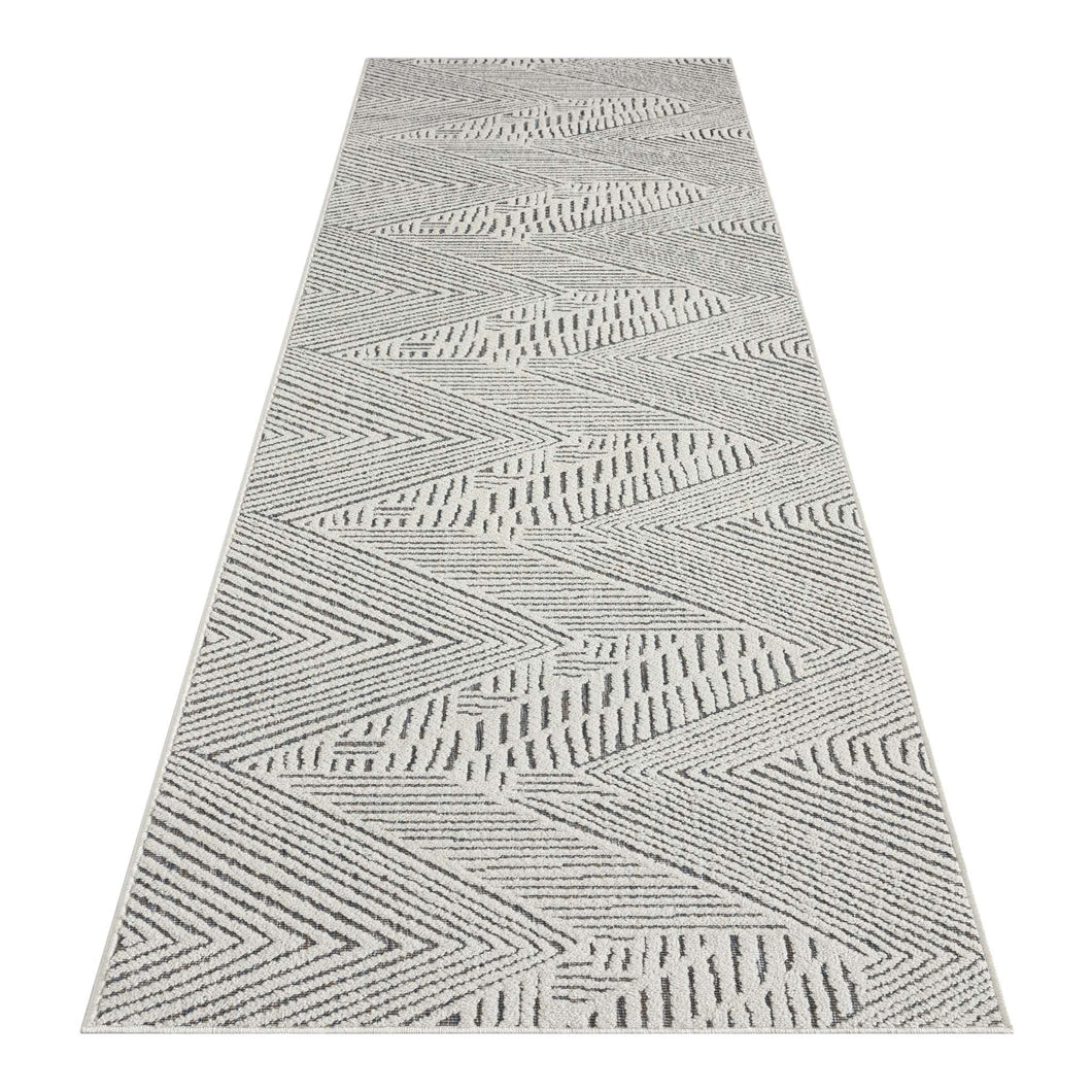 Outdoor Solid ZigZag Design Blue Runner