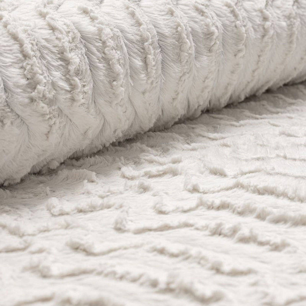 Plushy Tribal Pattern Shag Ivory Rug